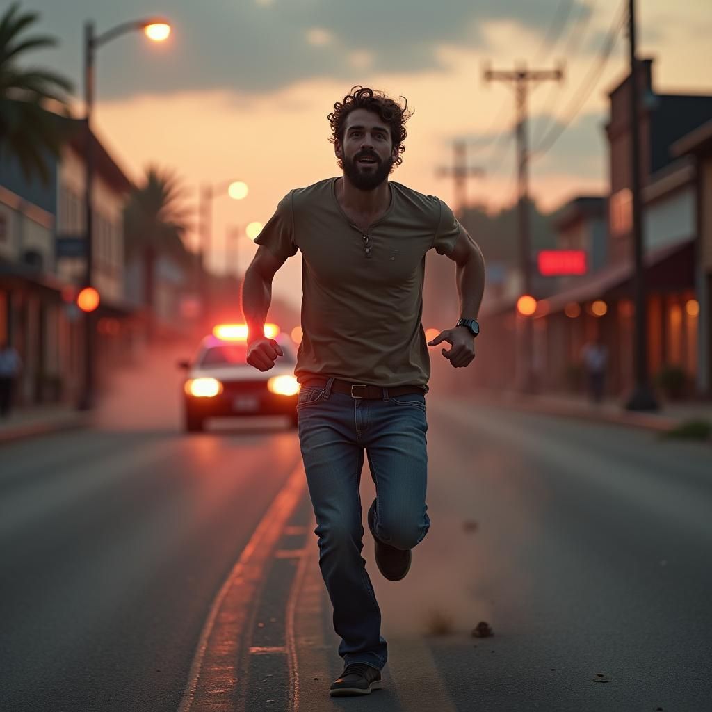 Desperate Escape: Hyperrealistic Chase in Rural Town