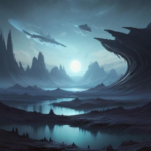 Detailed Matte Painting of an Alien Planet
