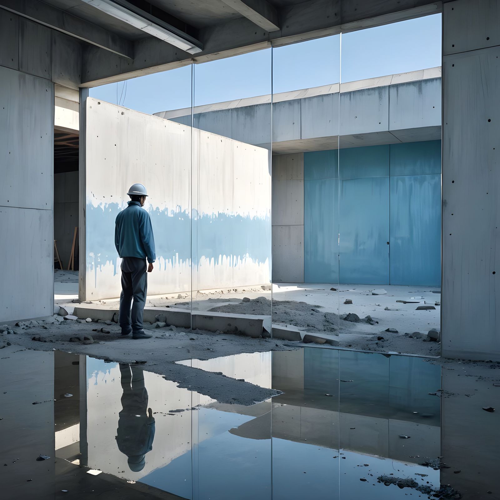 Warped Construction Site with Streaming Light