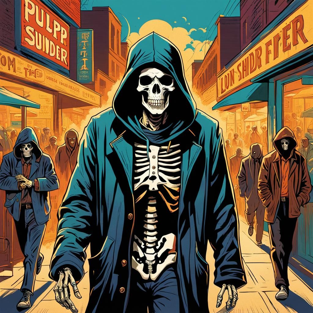 Grim Reaper in Pulp Fiction Illustration