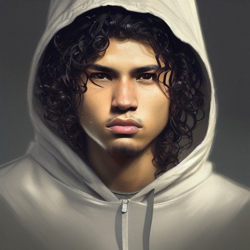 Detailed Portrait of Latino Boy in Hoodie