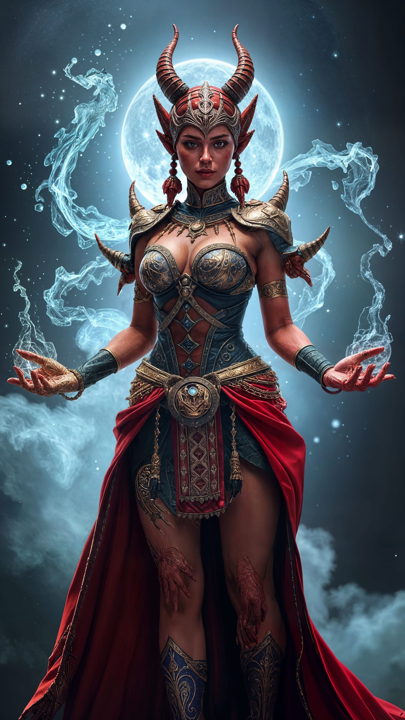 Majestic Sorceress of Mercury Casts Powerful Spell