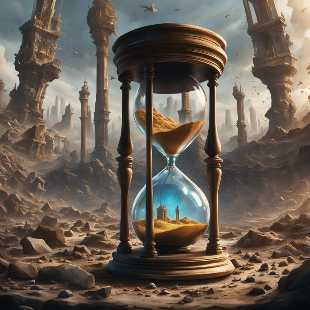 Hourglass of Time: Detailed Matte Painting Concept