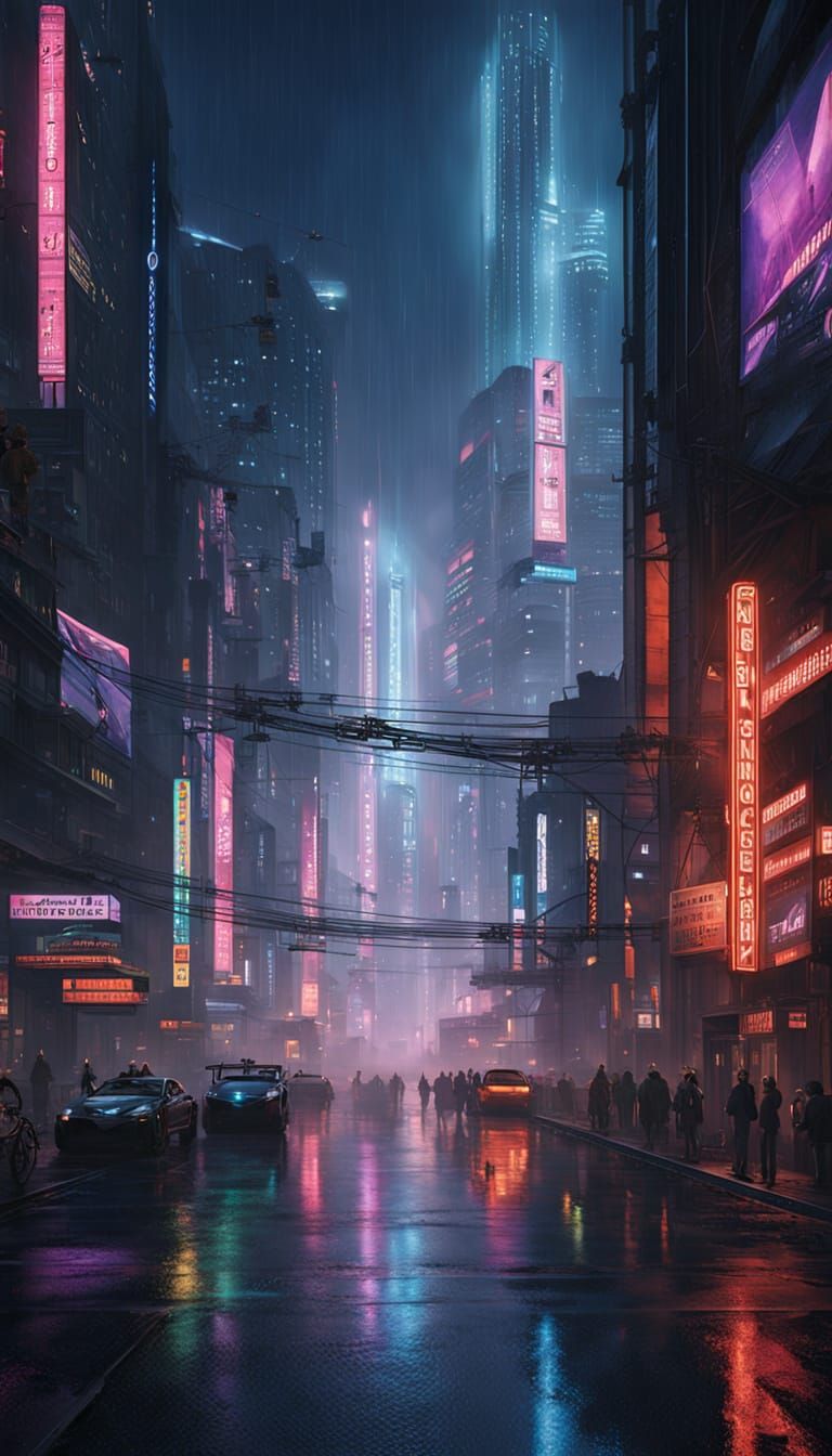 Futuristic Neo Tokyo Cyberpunk Metropolis at Night