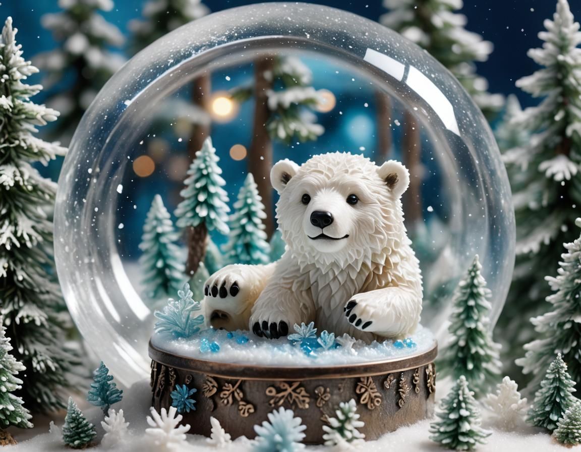 Ice Bear Cub's Winter Wonderland Snowglobe