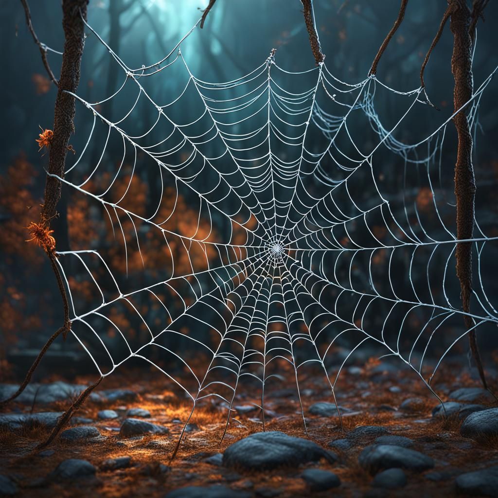 Detailed Spider Web in a Fantasy Art Style