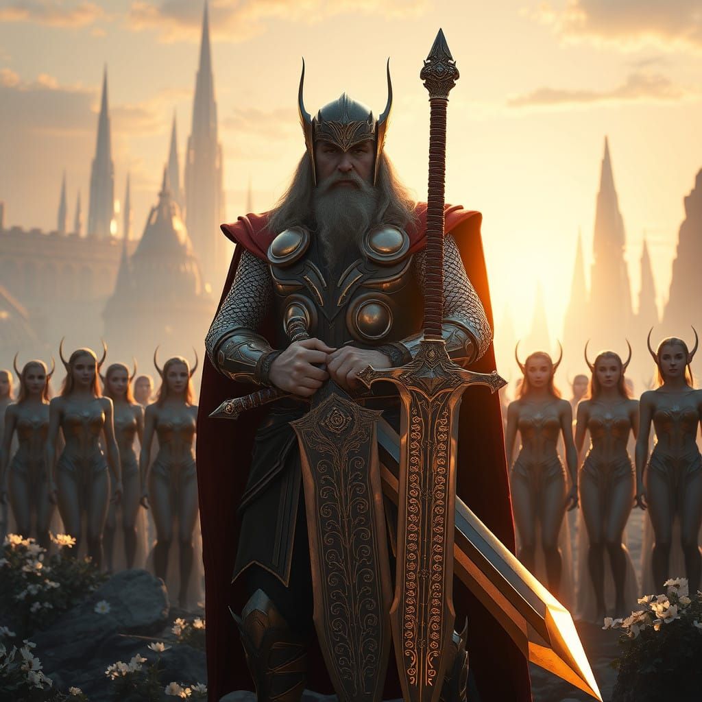 Thor, God of Thunder, in Majestic Asgardian Armor, Alfheim S...