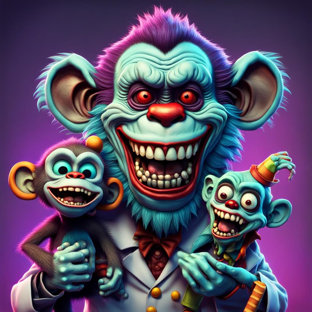 Cinematic Masterpiece of a Mad Scientist with Zombie Monkey....