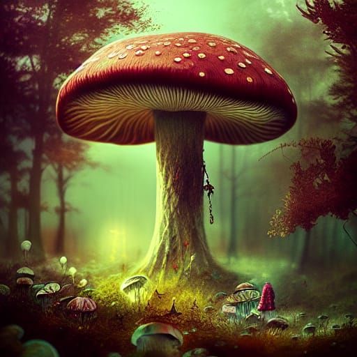Surreal Mushroom Land: Hyperdetailed Fantasy Art