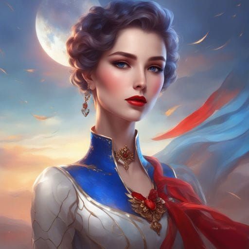 Futuristic French Beauty with Porcelain Face