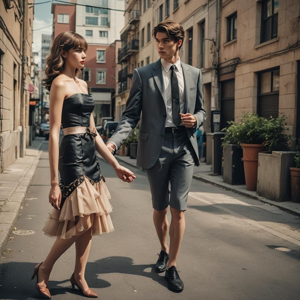 Cinematic Film Still of Young People Holding Hands