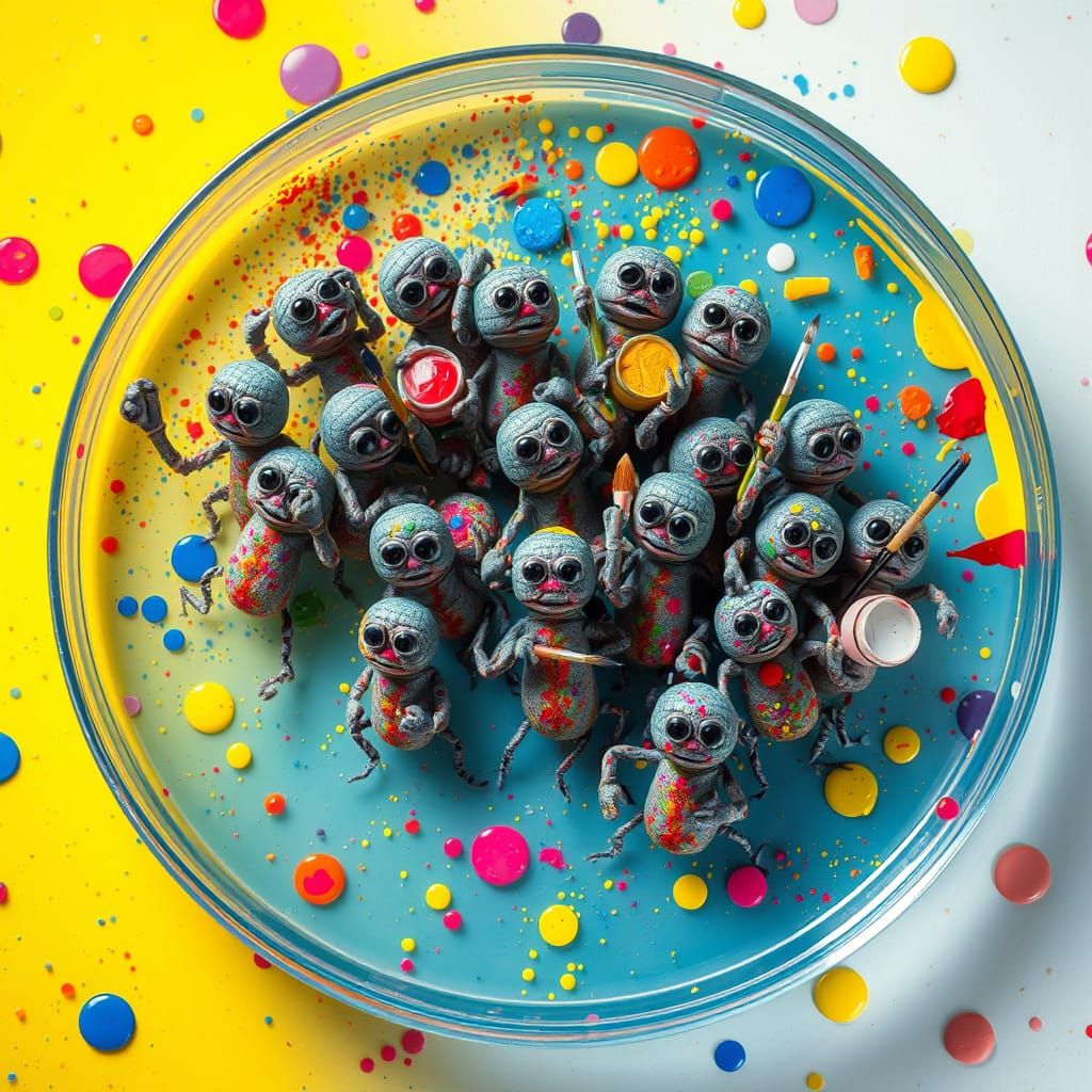 Bacteria Paint Vibrant Mural on Petri Dish