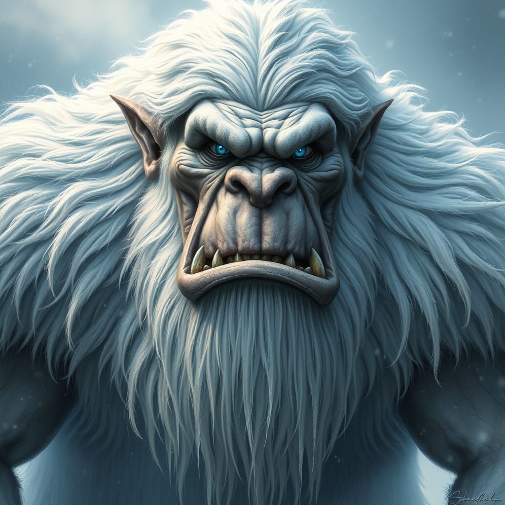 Frosty Winter Troll Gazing Out into the Storm