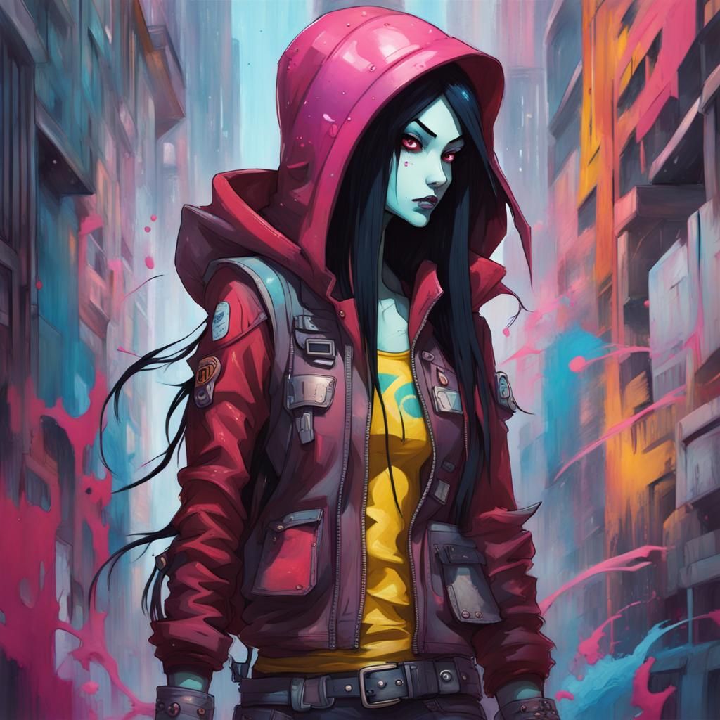 Cyberpunk Marceline from Adventure Time: Graffiti Art