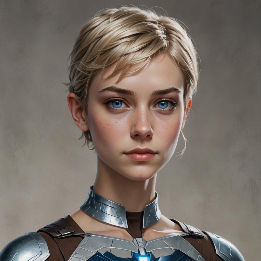 Hyperrealistic Portrait of a Blond Superheroine