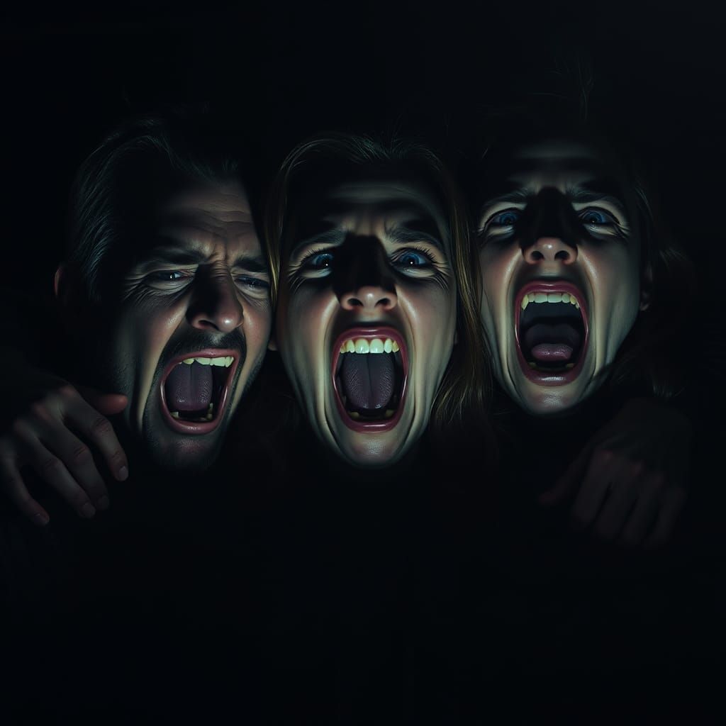 Terrified Adults Scream in Fear: Hyper-Realistic Horror
