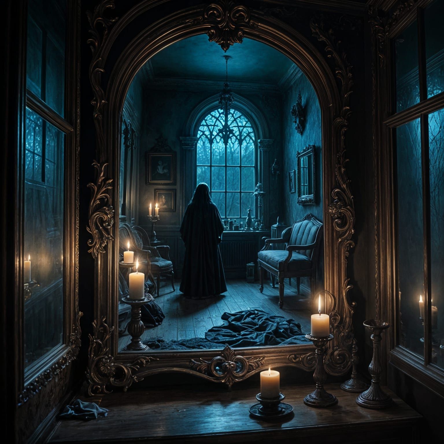 Gothic Haunted House Mirror Portal