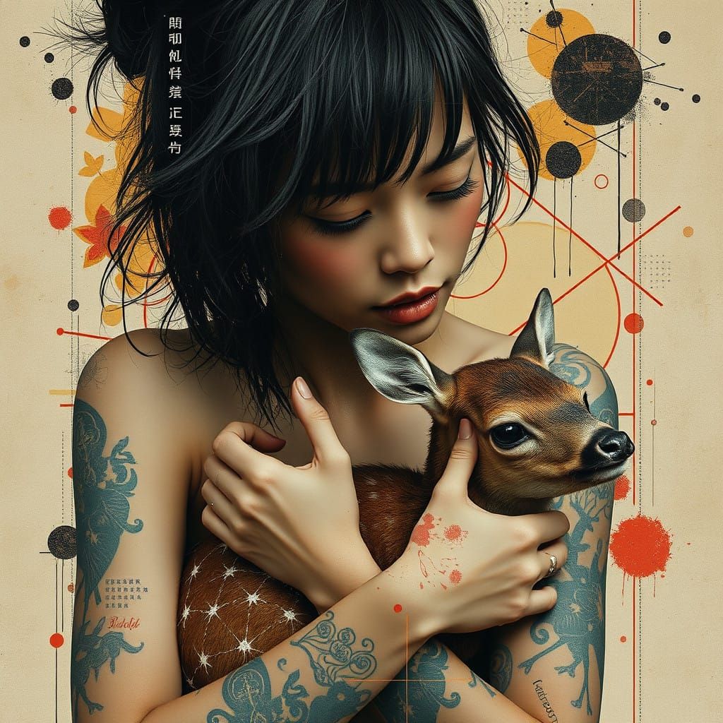 Motherly Love in Vibrant Organic Abstraction