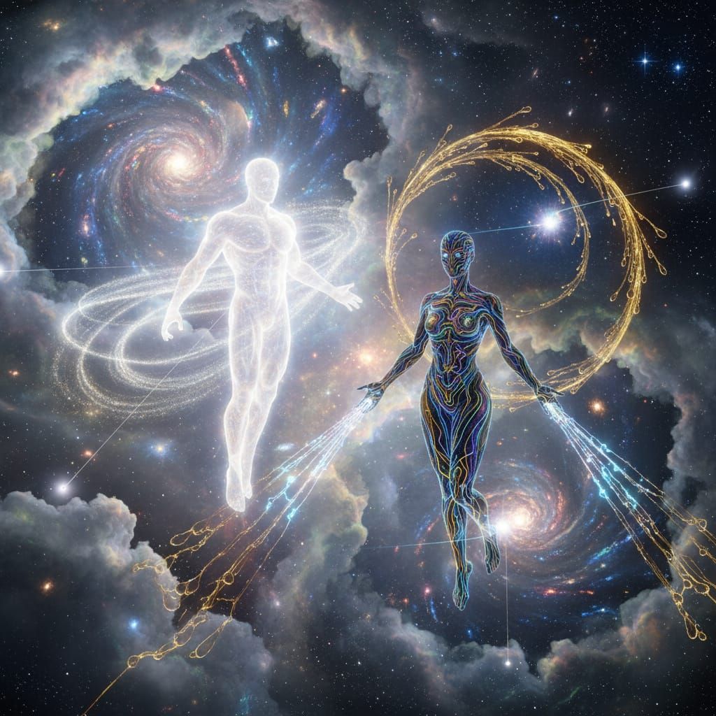 Cosmic Creation Scene: Beings Forge Stars in Nursery