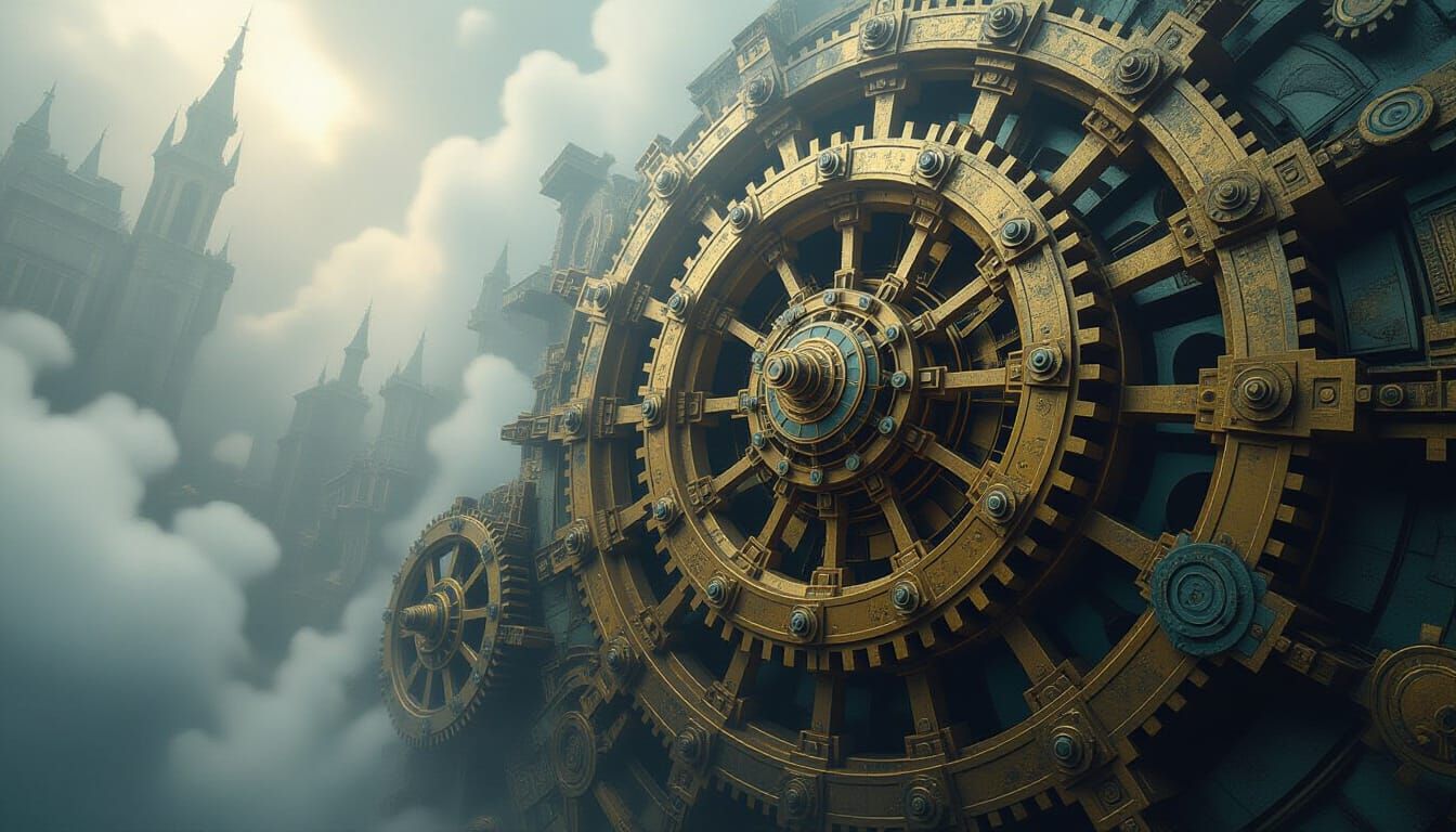 Intricate Clockwork Unwinding into Foggy Fractal Wonders