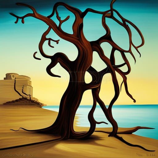 Surreal Beach Tree Inspired by Salvador Dali