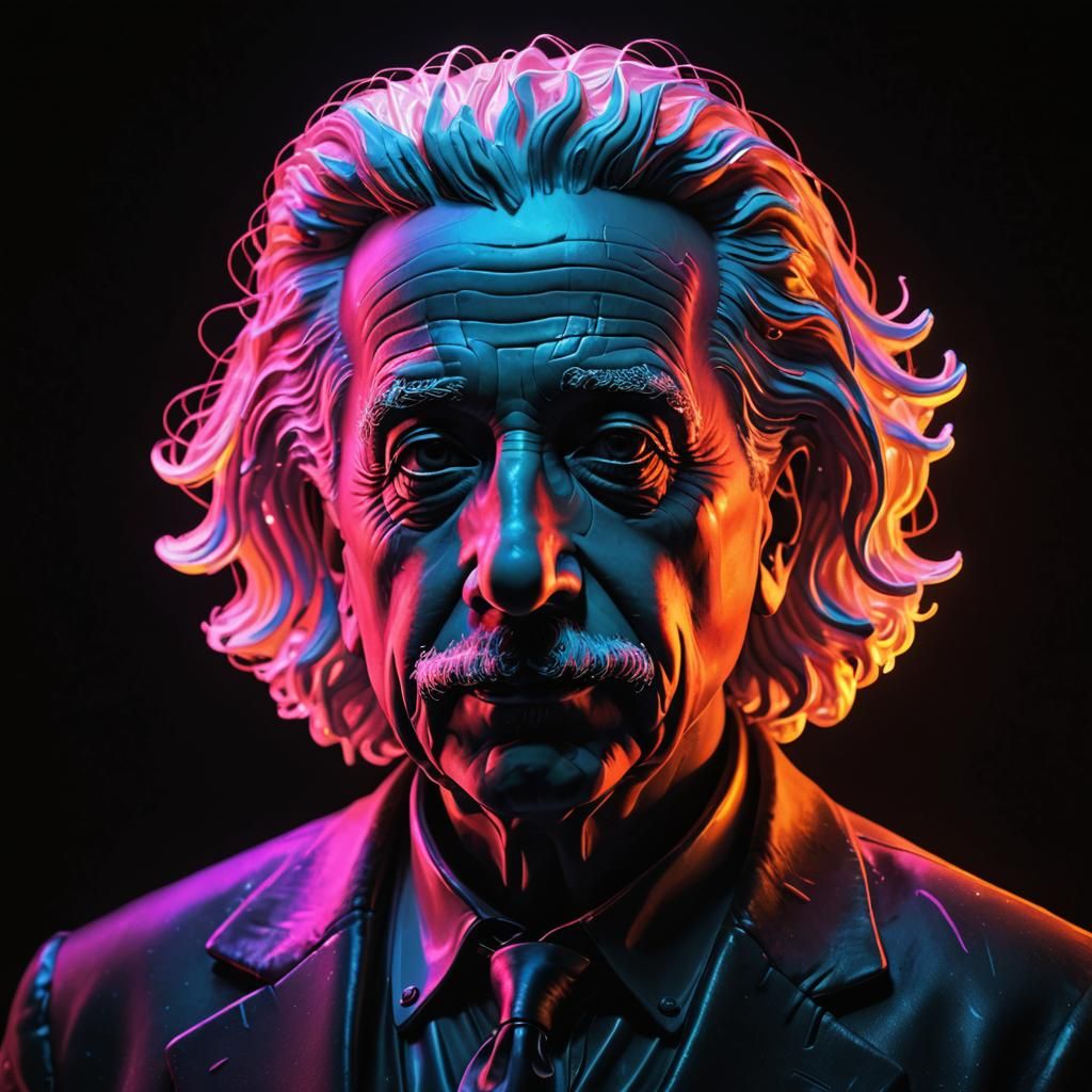 Neon Portrait Sculpture of Albert Einstein