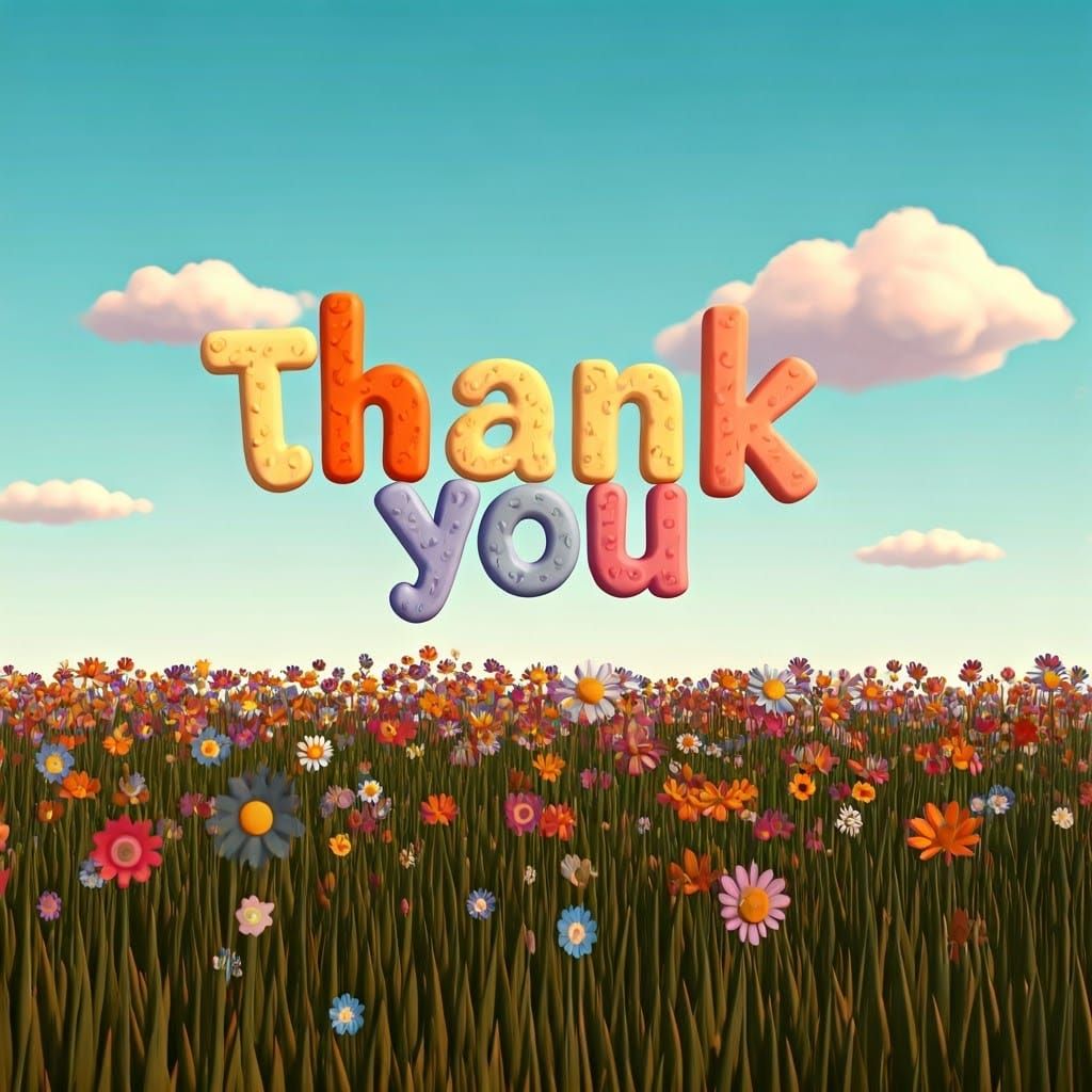 Colorful Celebration of Gratitude in Whimsical 3D Style
