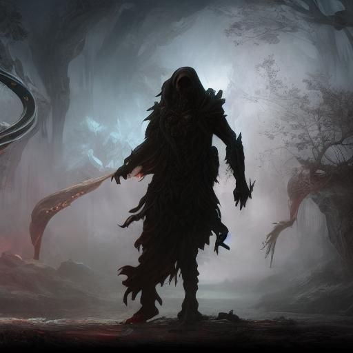 Fantastical Dark Figure in Detailed Matte Painting