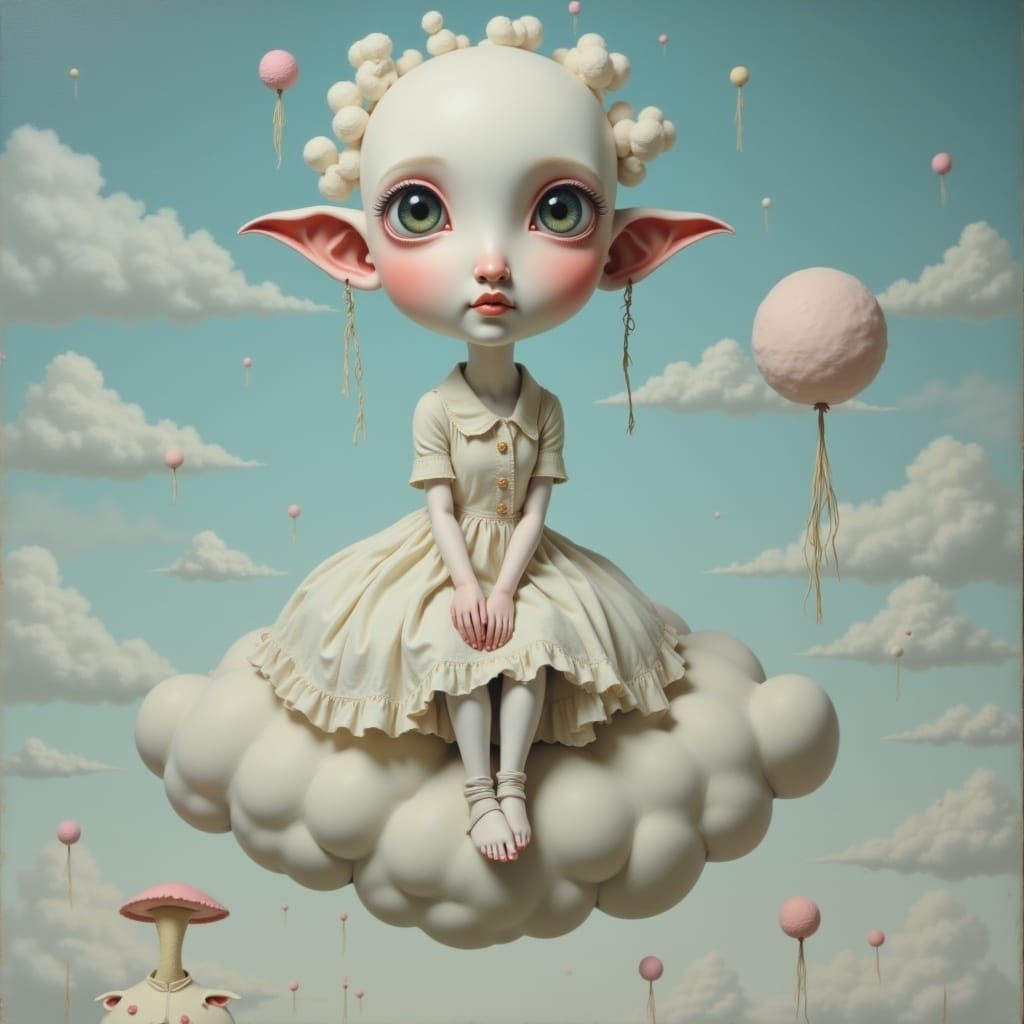 Surreal Fairy Elf in Dreamlike Landscape