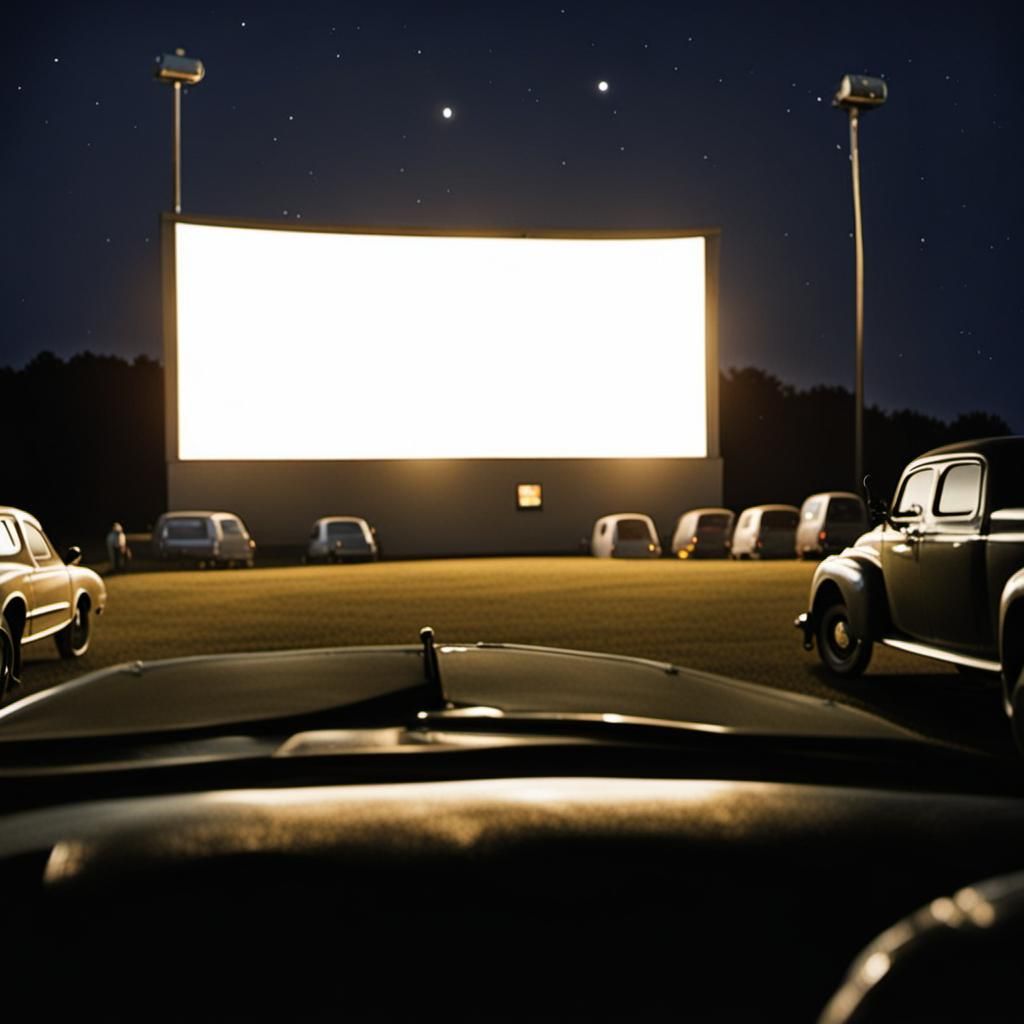 Nostalgic Drive-In Movie Theater at Night