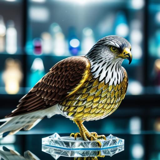 Detailed Crystal Hawk Figurine in Shop Window