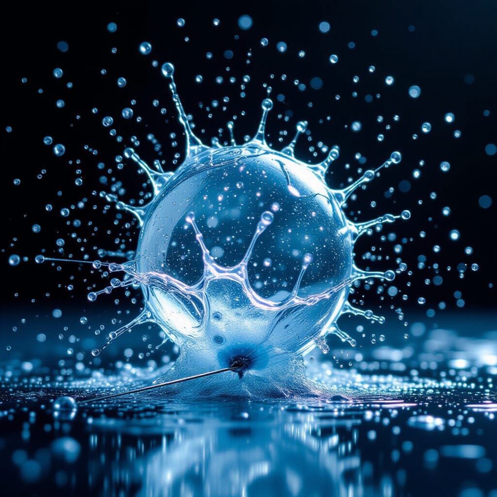Water Balloon Burst in Hyperrealistic Macro Photography