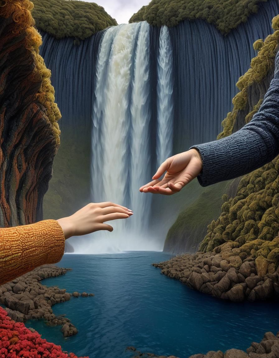 Underwater Waterfall in Steinlen Style