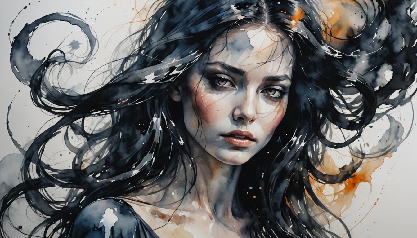 Ethereal Female Figure in Watercolor Glass Art