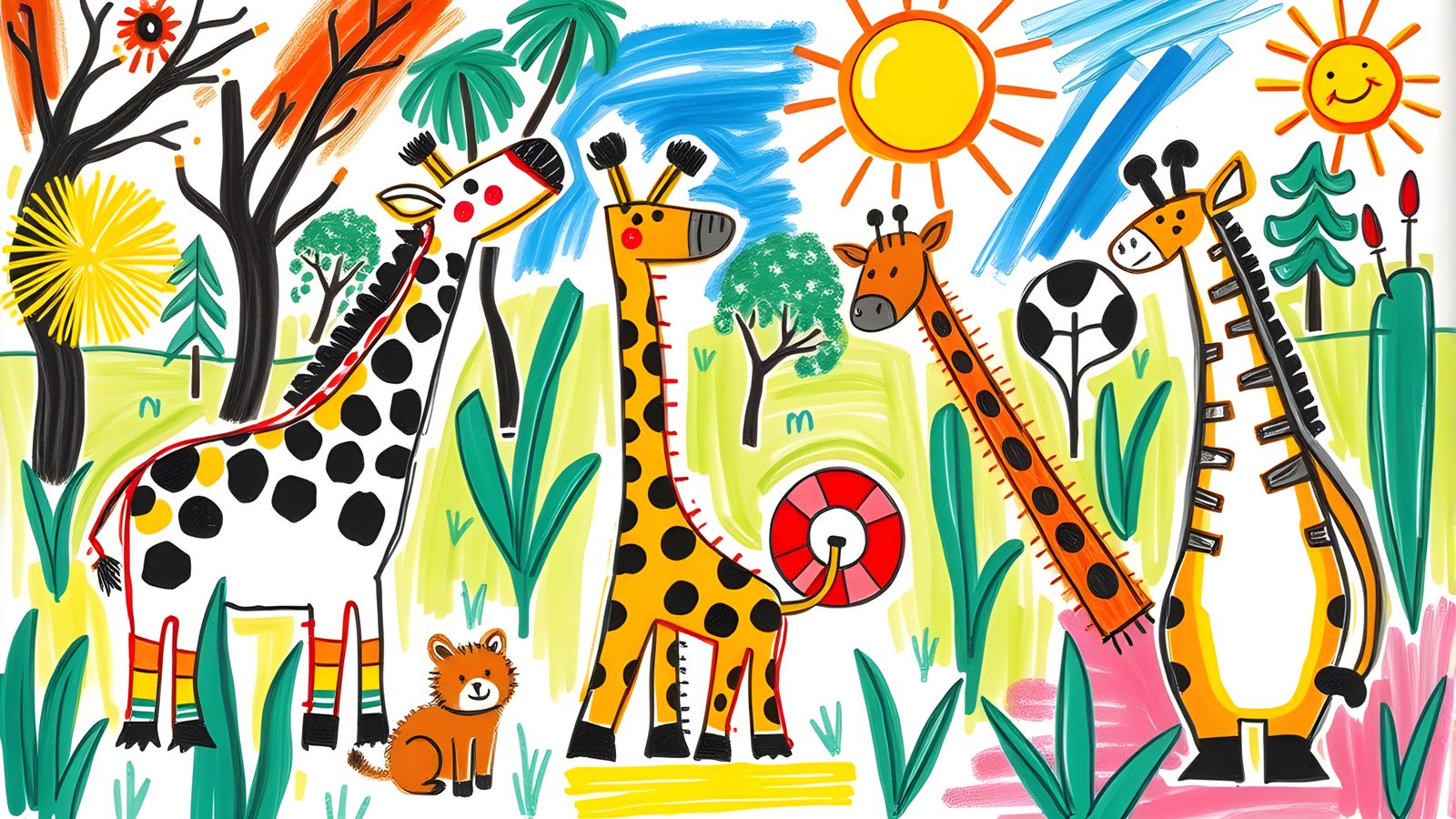 Child's Crayon Doodle of a Zoo Visit