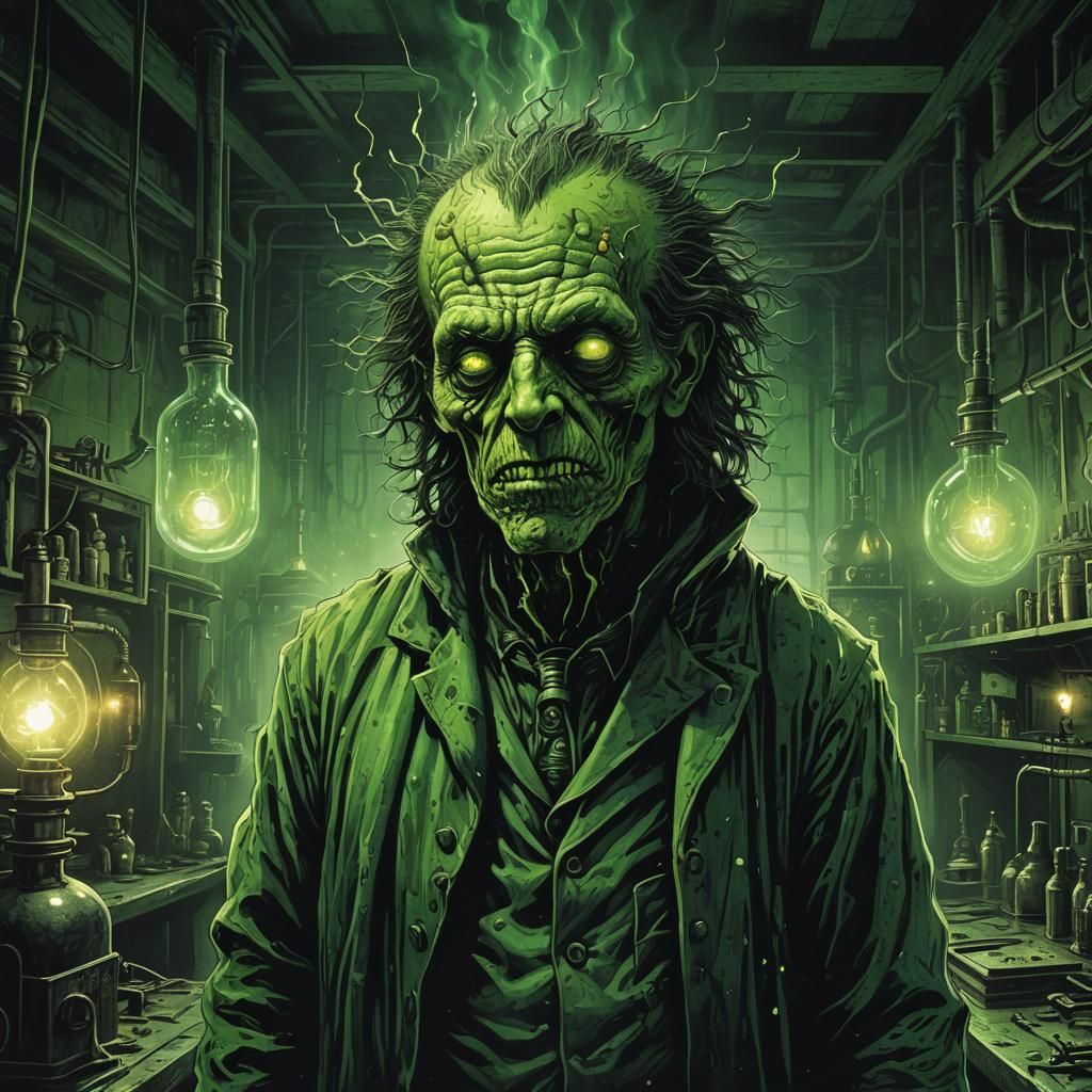 Radioactive Horror Portrait in Gustave Doré Style