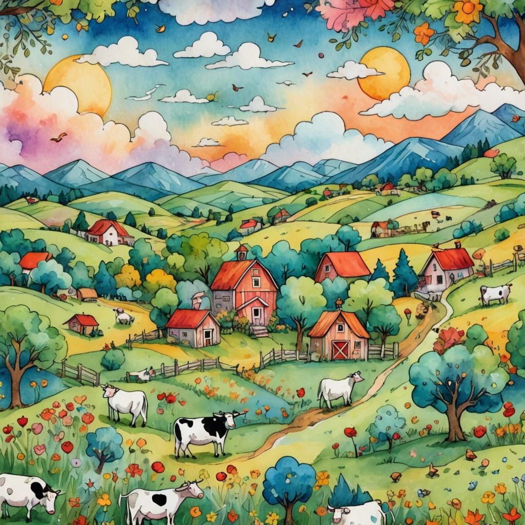 Farmland doodle style