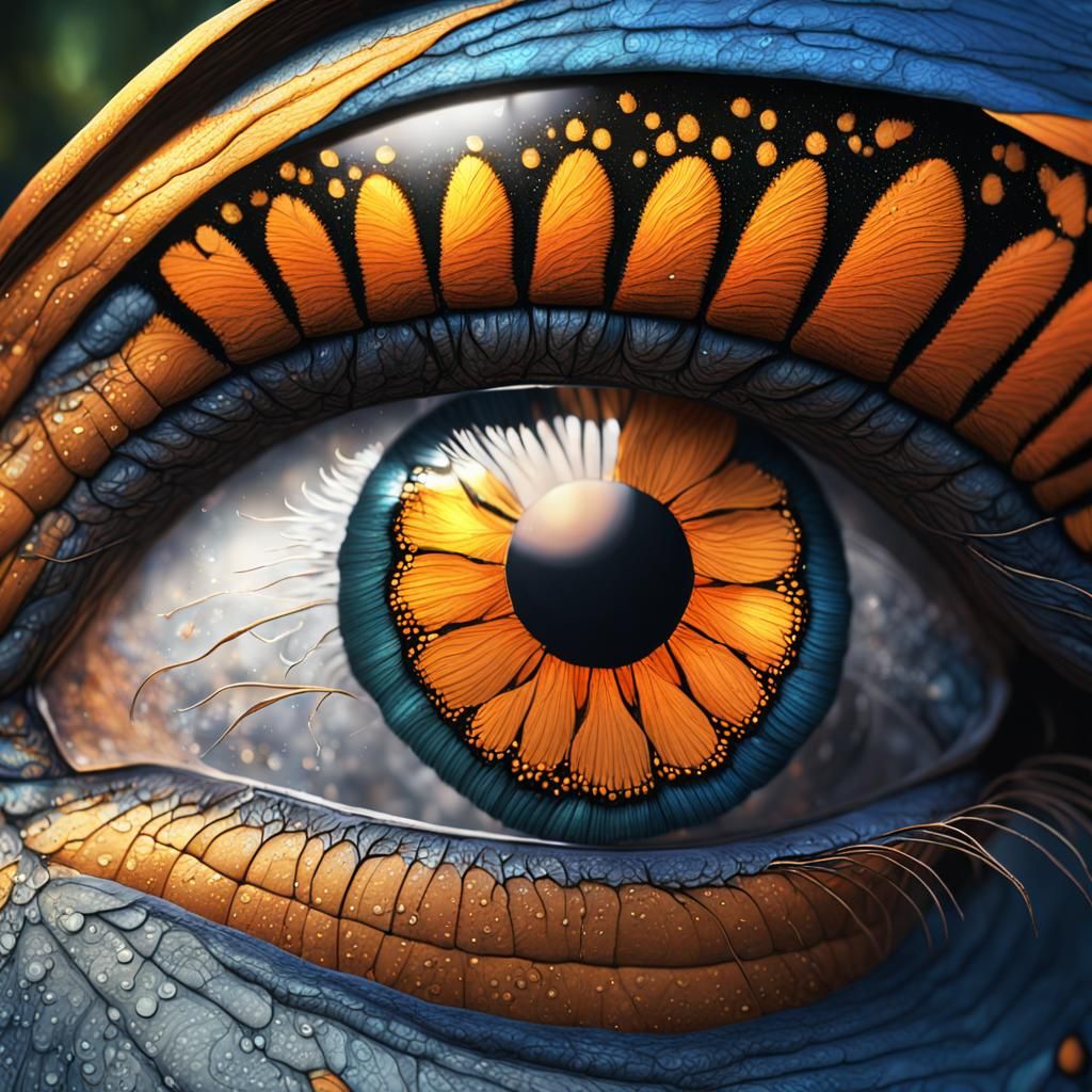 Detailed Monarch Butterfly Eye: Fantasy Concept Art