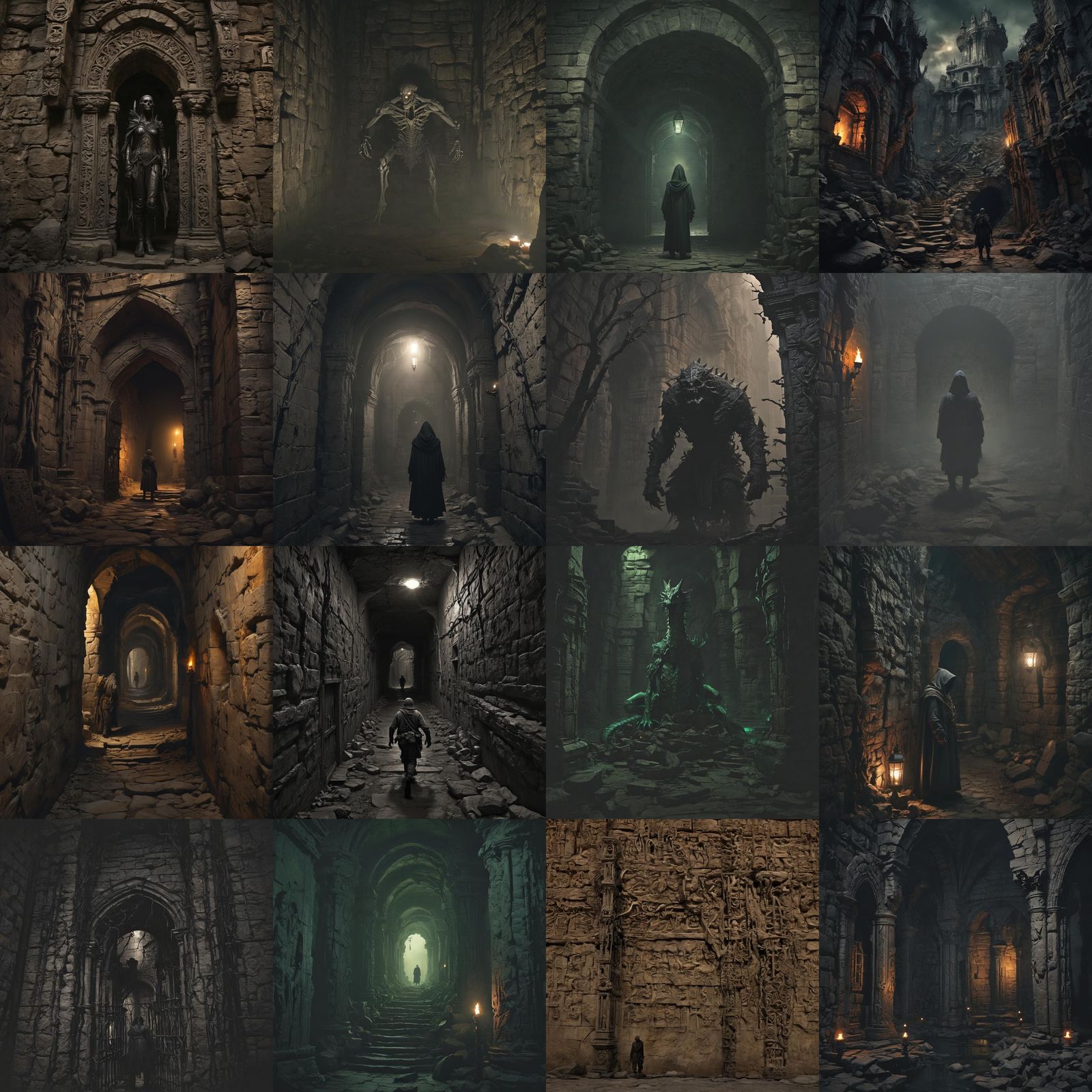 Horror Dungeon in Engraving Style