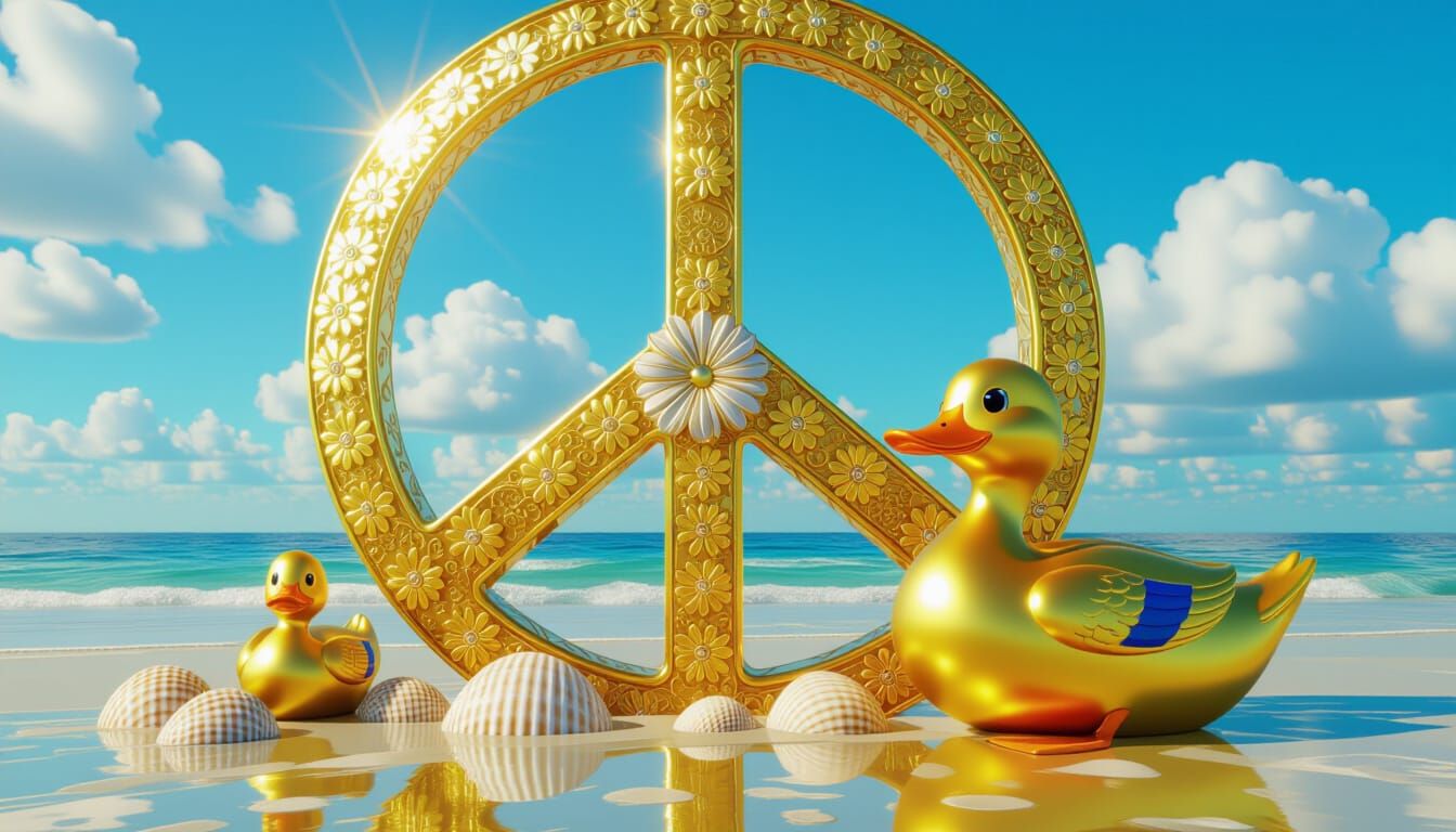 Hippie Flower Power in Klimt-Inspired Art Nouveau Style