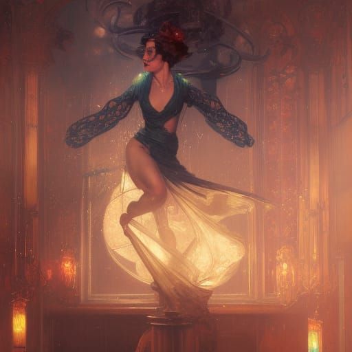 Cabaret Singer in 1930s Jazz Club, Art Nouveau Style