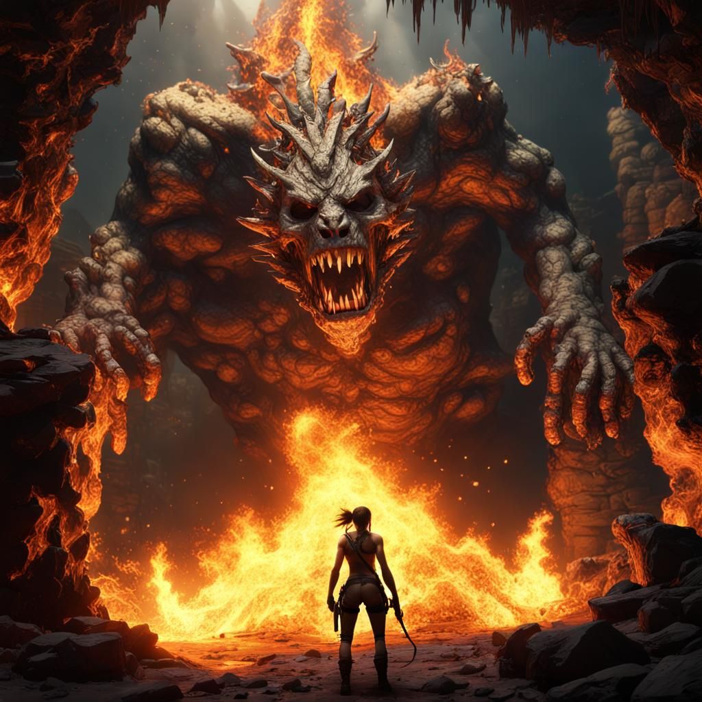 Tomb Raider's Epic Rock Monster Cave Fight