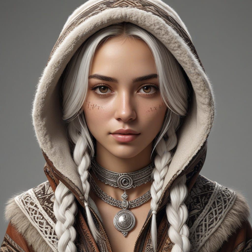 Exotic Tribal Woman Portrait in Warm Colors