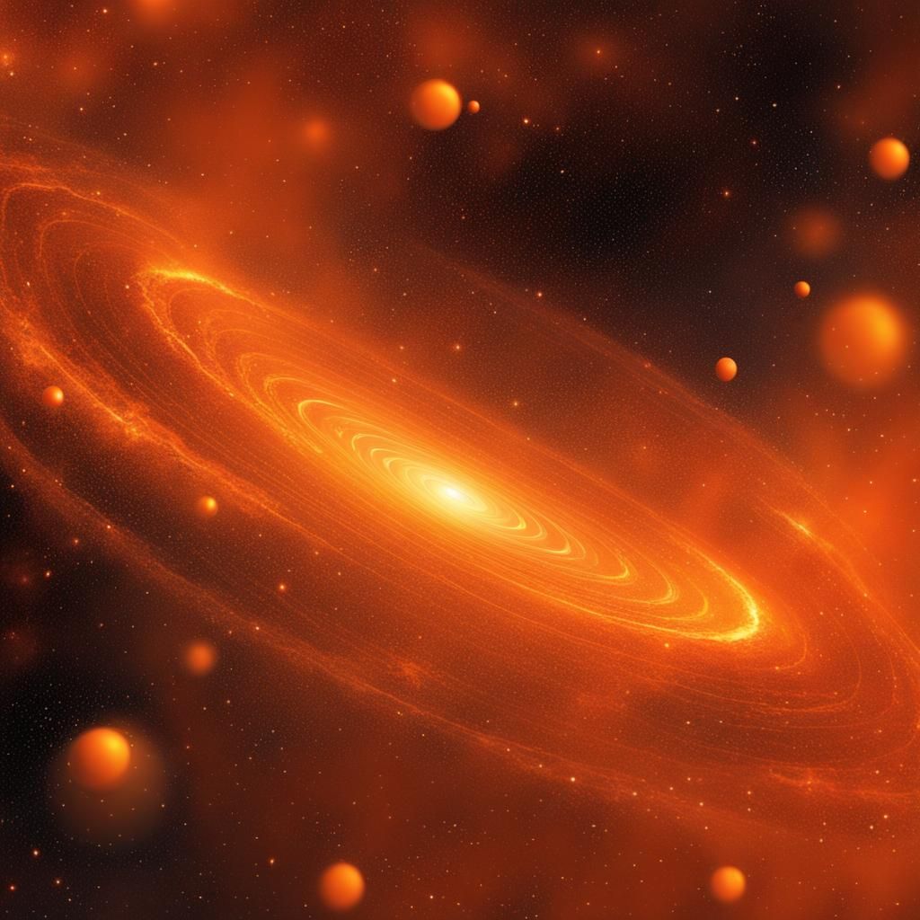 Holographic Orange Galaxy in 8K Resolution
