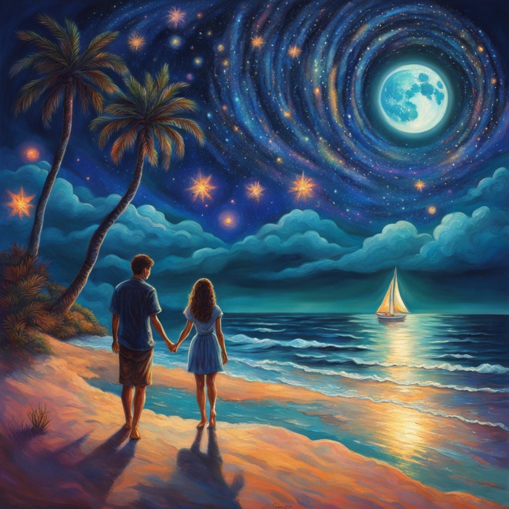 Summer night by the sea.