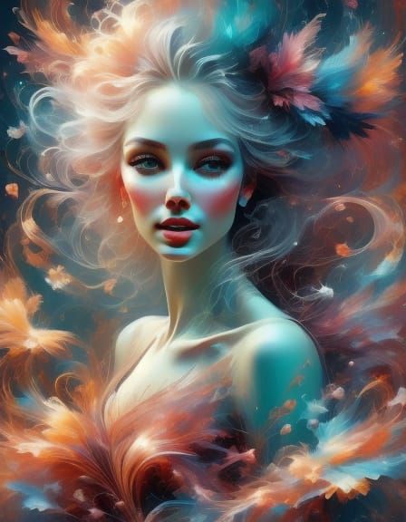 Empress of Ethereal Magic in Sci-Fi Landscape