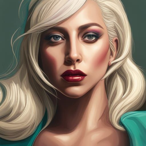 Lady Gaga Portrait in Hyperdetailed Digital Art Style