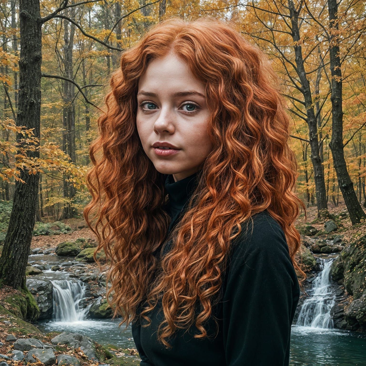 Whimsical Double Exposure: Lilith in Autumn Forest