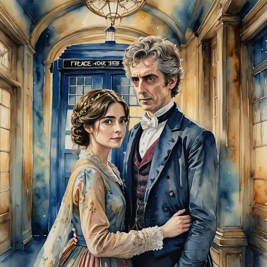 Mr. Darcy and Elizabeth Bennet in Watercolour