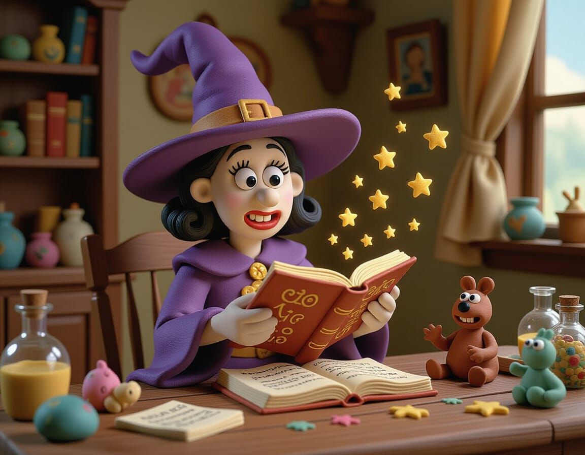 Playdough Witch Brews Magic in Claymation Style